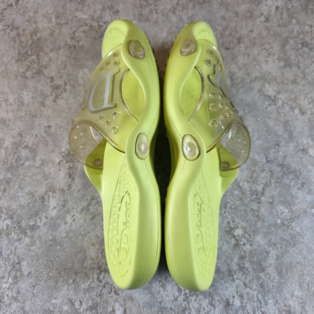 Vintage Christian Dior Lime Jelly Slides Size Womens 40 / 9 - 9.5 / Mens 7 - 7.5 - Picture 3 of 7